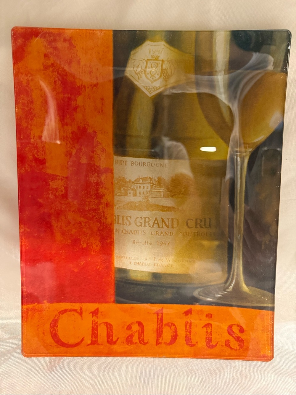 Chablis Glass Serveware Display Plate in Red-Orange